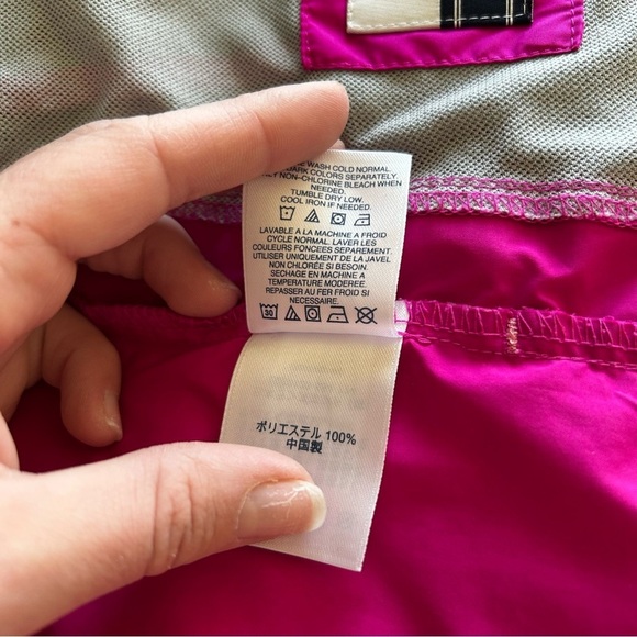 Lands' End Bright Pink Windbreaker Lightweight Zip Jacket With Velcro Pockets - Picture 6 of 14